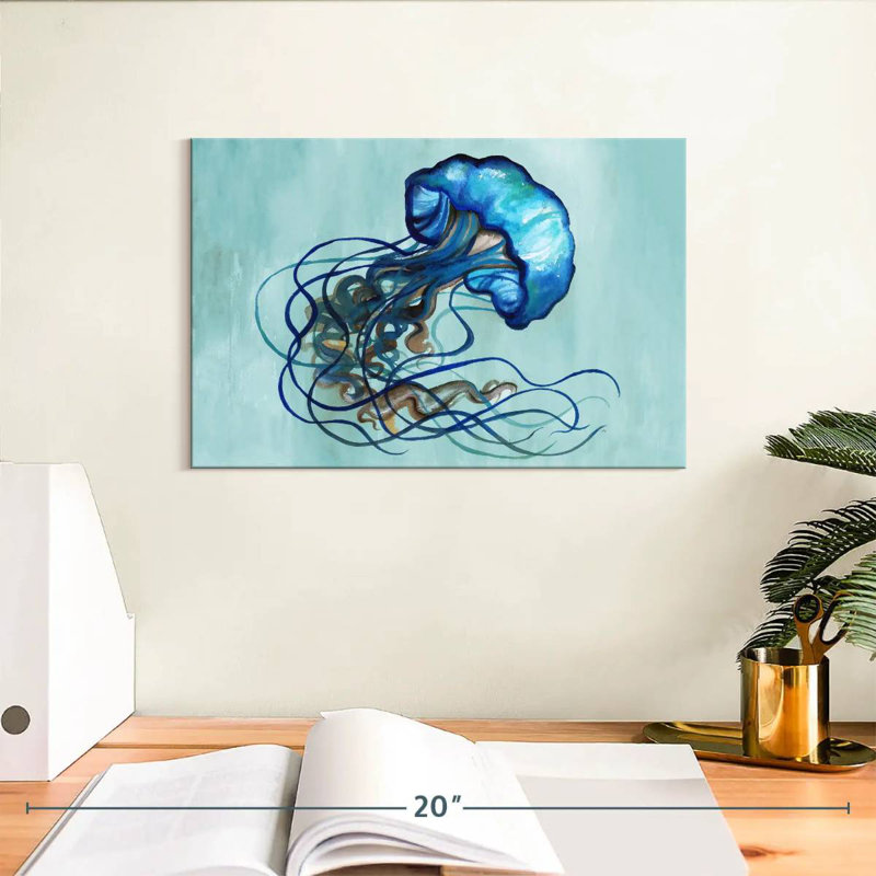 Aquarelle méduse Brampt, H 8 po x l 12 po