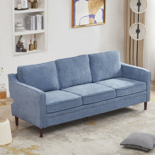 N&V Single Seated Foam Sofa, Armless Floor Sofa, One Piece High Density Foam, Removable and Machine Washable Cover, Blue