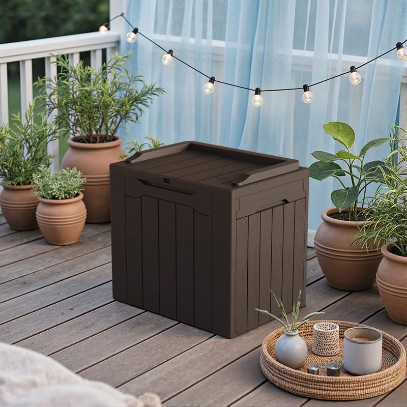 31 Gallons Lockable Resin Deck Box, Brown