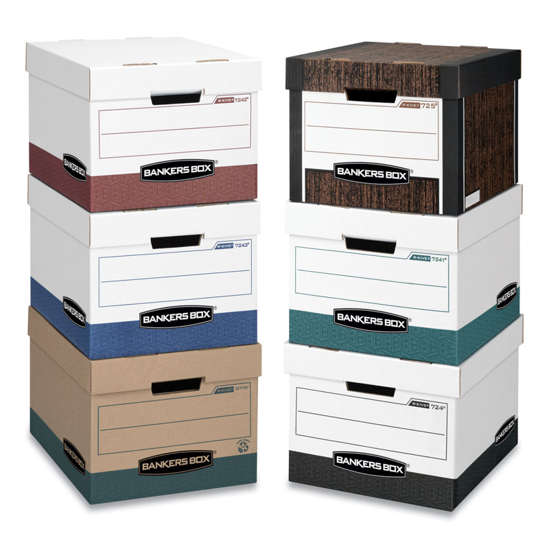 Heavy-Duty Woodgrain Letter/Legal Storage Box with Lift-Off Lid