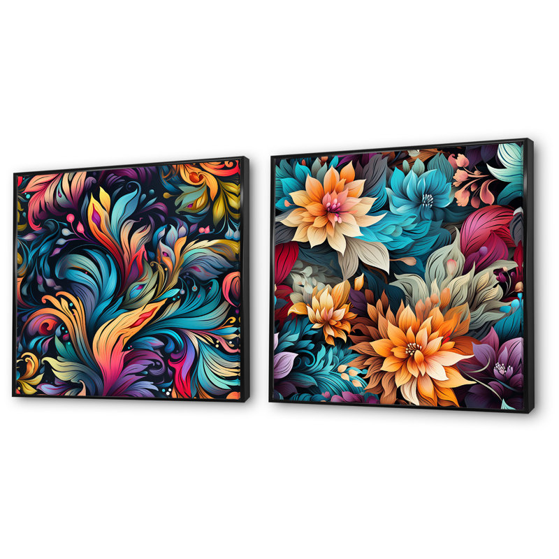 Mayotte - Ensemble de 2 reproductions d'art sur toile, H 30 po x l 61 po x P 1 po, Cadre noir