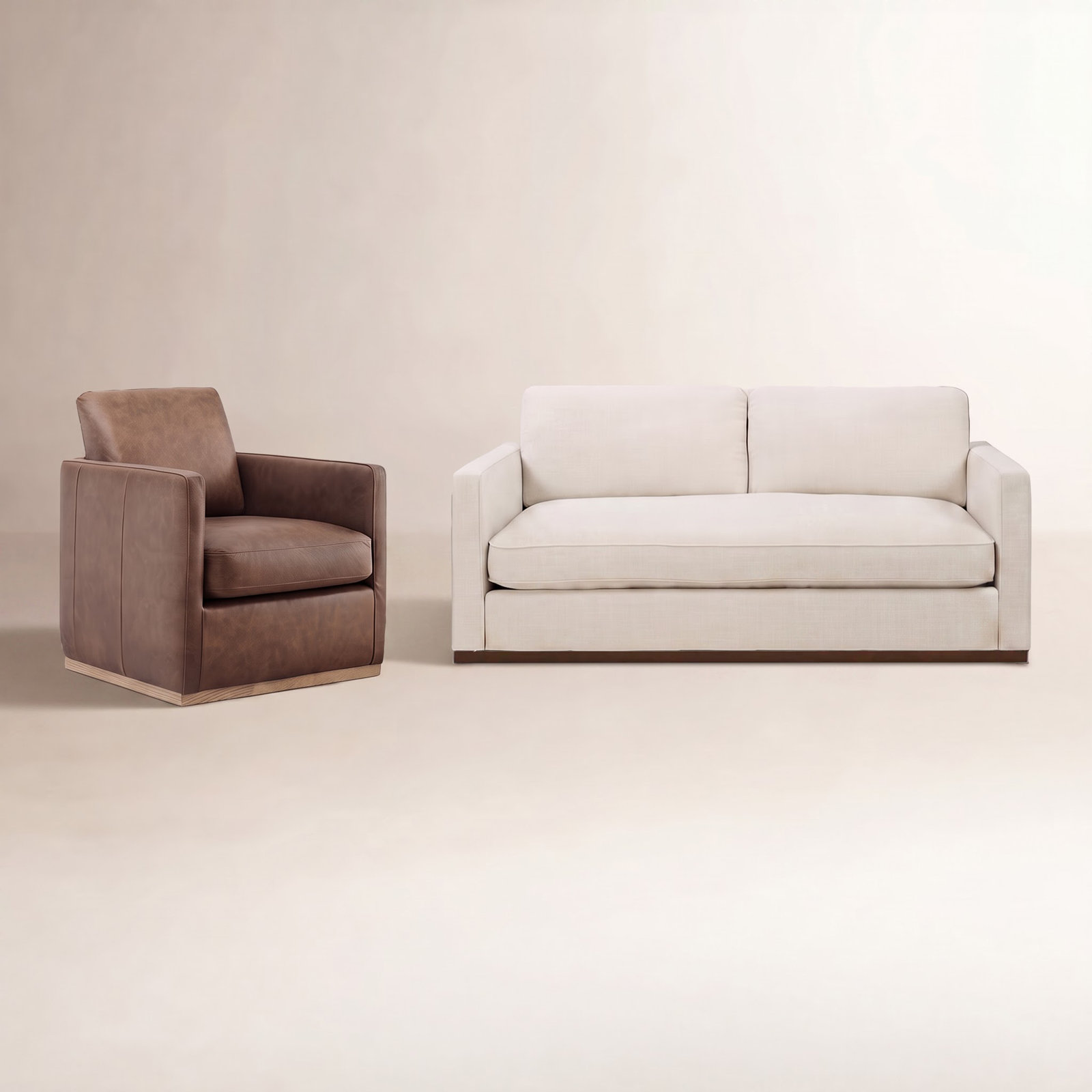 Bobbi 2-Piece Living Room Set, Effie Linen/Marseille Saddle