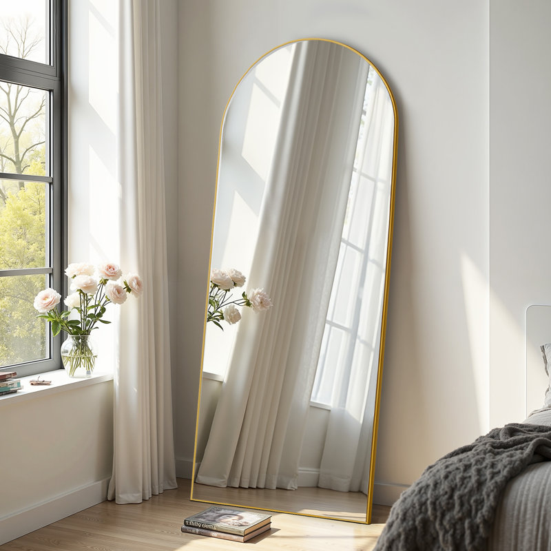 Large Arch Mirror Full Length Wall Mirror, Gold, 71" x 31"