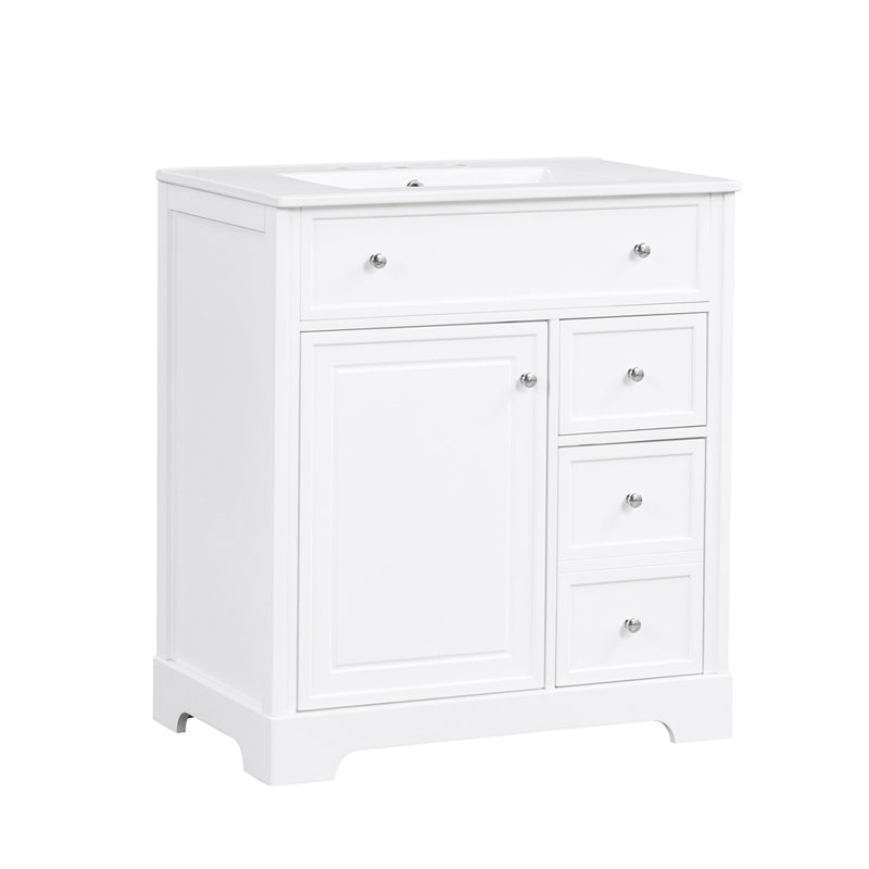 Meuble-lavabo 30 po avec comptoir d'évier, meuble-lavabo, Blanc