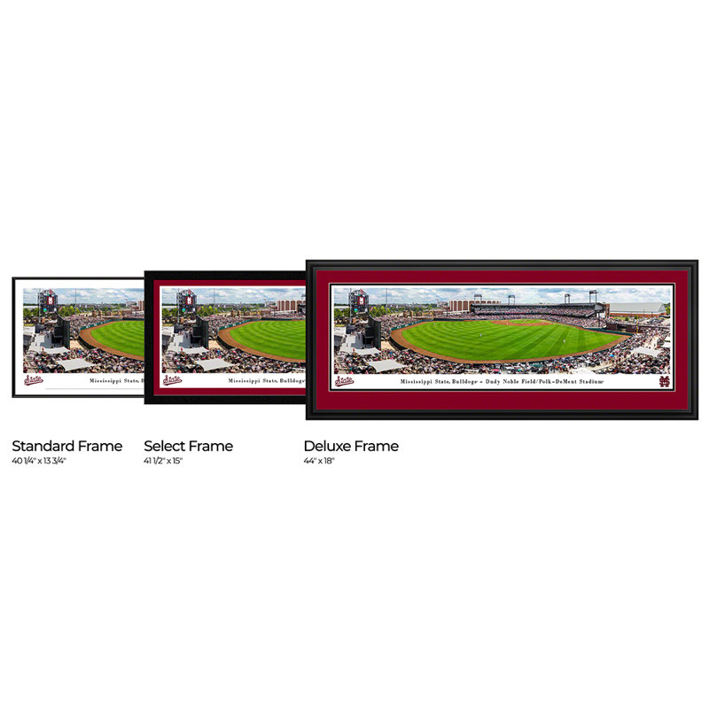 «Mississippi State Bulldogs» par James Blakeway, Cadre d'angle fermé noir, Pas de tapis, H 13,75 po x l 40,25 po x P 0,88 po
