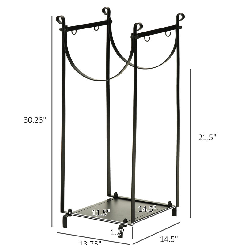 Support à bois de chauffage et outils pour foyer - support à 2 niveaux, noir, capacité de 154 lb, pour foyer, poêle, foyer, l 14,5 po x l 13,41 po, H 29,82 po et foyer, foyer, 14,5 po x 13,41 po x 29,82 po