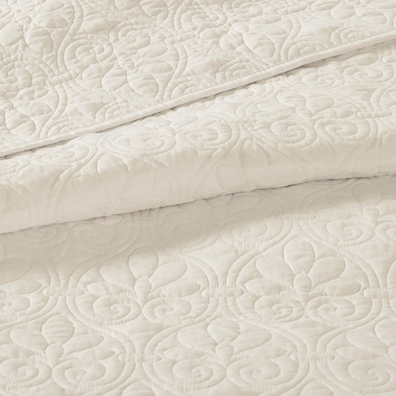 Couvre-lit très grand réversible crème - Rembourrage en coton prélavé pour un sommeil relaxant