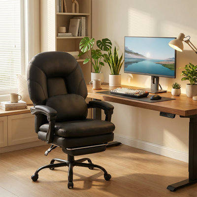 Big & Tall Ergonomic Executive Office Chair with Footrest, 135° Recline, Vibration Reminder & 400 lb Capacity