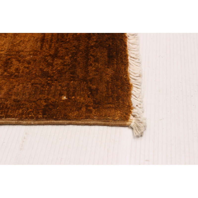 Tapis brun unique noué à la main 8 pi 1 po x 9 pi 9 po