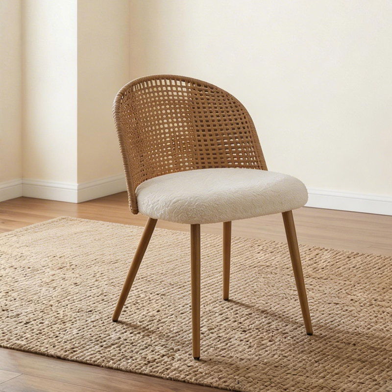 Chaises de salle à manger confortables, métal rotin, boho moderne pour la cuisine