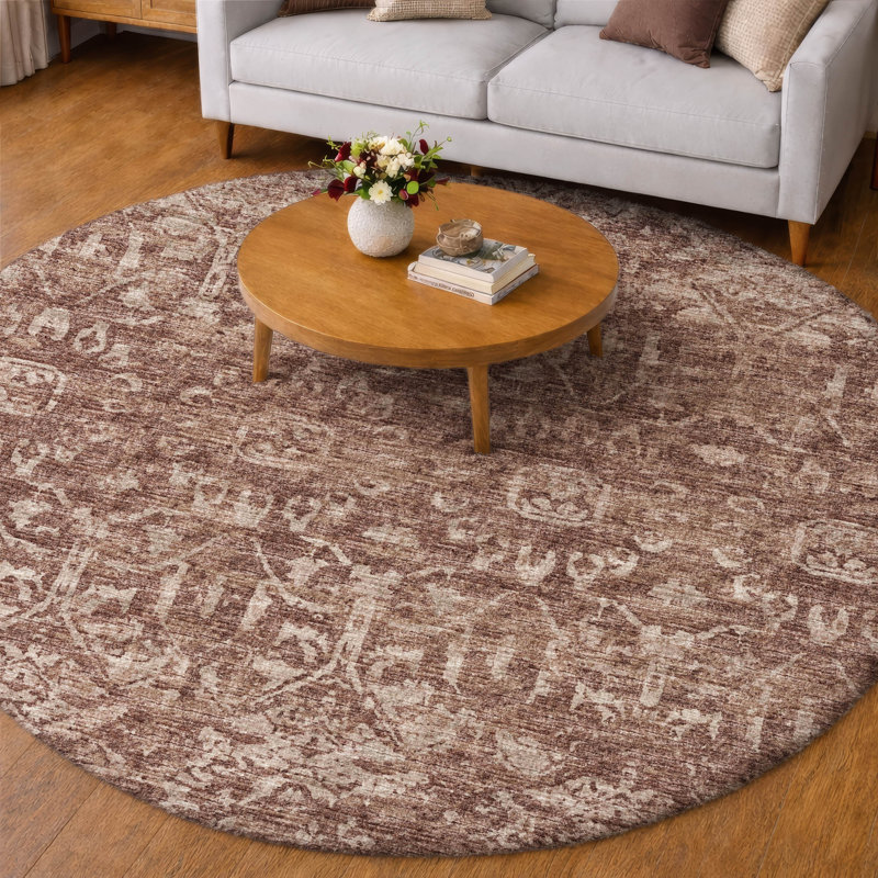 Tapis à poils longs Dream, Chocolat, Rond 8 pi