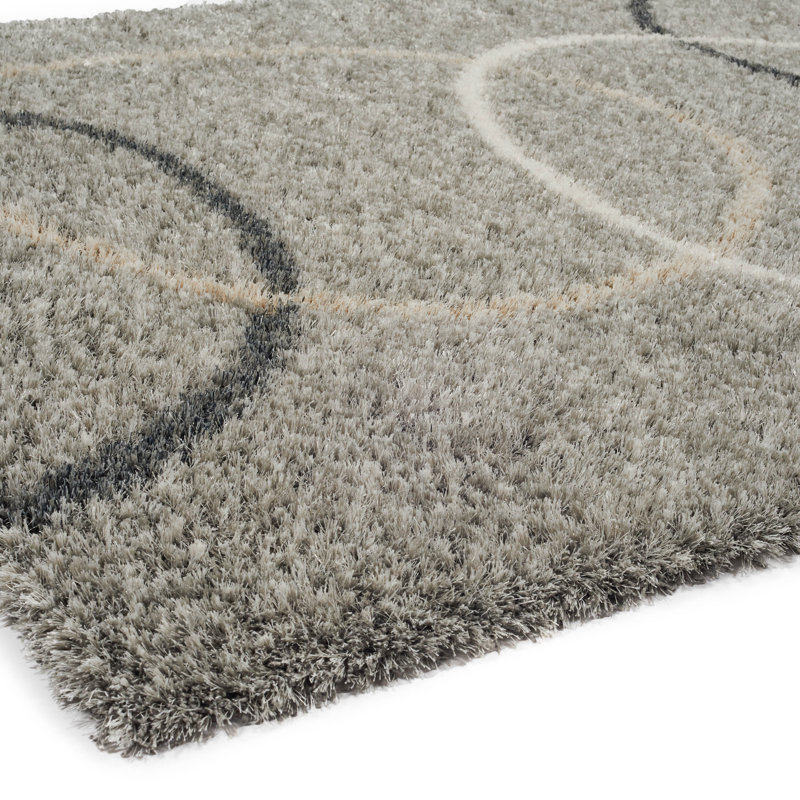 Tapis gris tissé à la machine Wajieh, Rectangle 6 pi 7 po x 9 pi 6 po