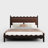 Ines Wood Bed Frame with Upholstered Headboard - Vegan Leather Upholstery-449762894-446306937