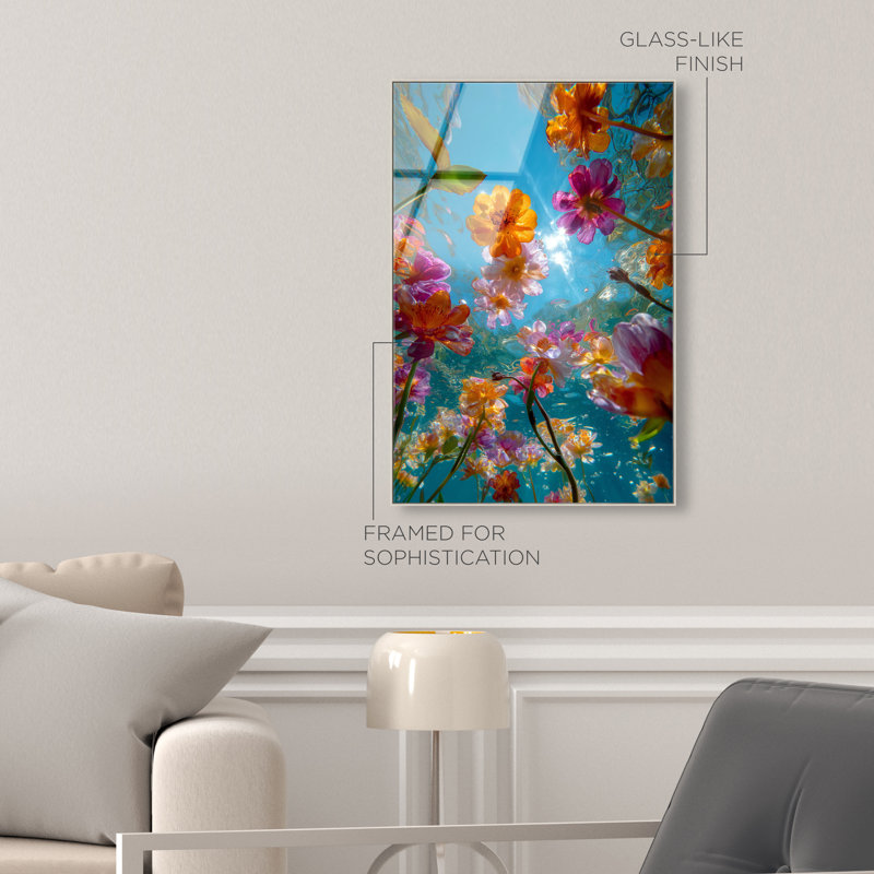 Liquid Bloom I High-Gloss Frameless Acrylic Glass Wall Art Floral & Botanical Print by Oliver Gal, Ready to Hang, 10 x 15