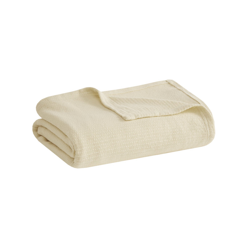 Couverture douce 100% coton Freshspun Basketweave, Très grand lit, Naturel