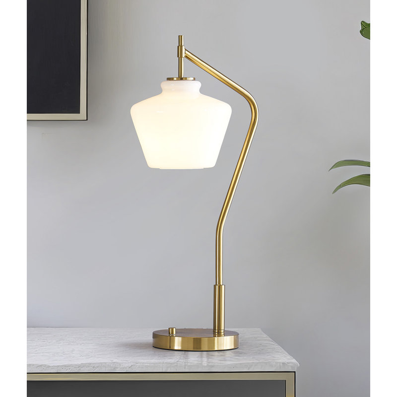 Lampe de table 26,5 "Cafe, Laiton brossé, Blanc