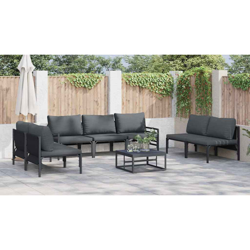  Garden Sofa Set 8 Pcs Anthracite Steel