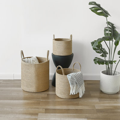 Forman Set of 3pcs Natural Jute Storage Bin