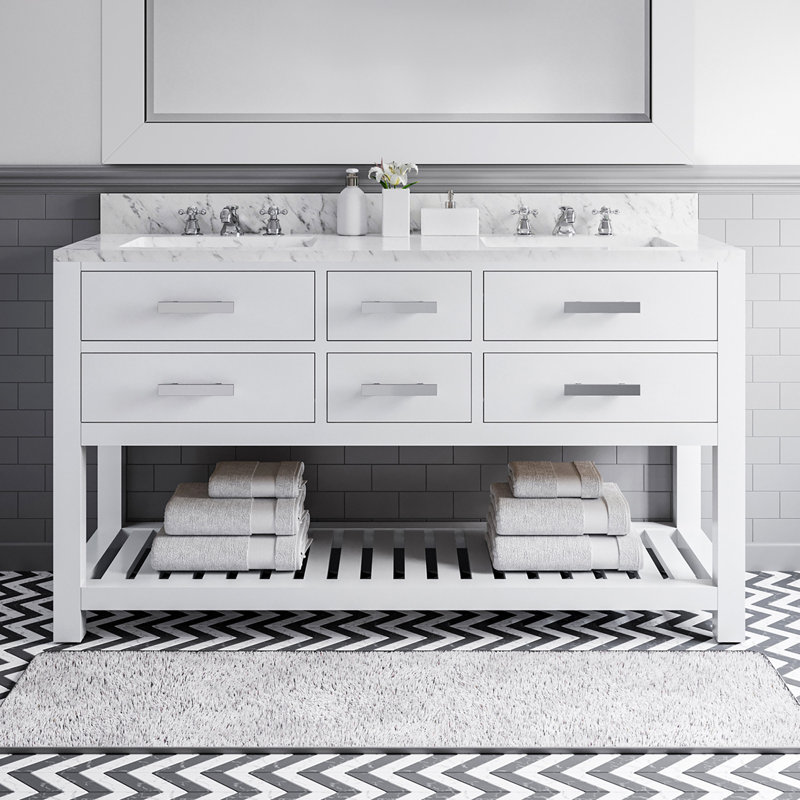 Madalyn 60'' W Vanity, Pure White, 34'' H x 60'' W x 21.5'' D