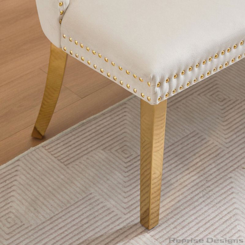 Banc en velours pour causeuse double, Beige, Doré