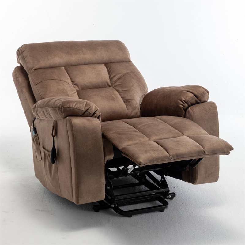 Extra-Wide Power Lift Recliner Chair With Massage And Heat, Power - Touch Panel, Antique Brown Velvet