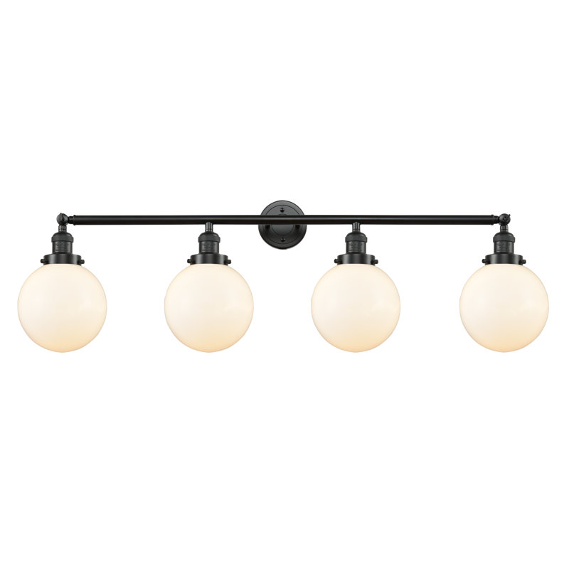 Clementina 4 - Light Dimmable Vanity Light, 3.5 Watt Vintage LED Bulb, Matte White Cased, Brushed Satin Nickel