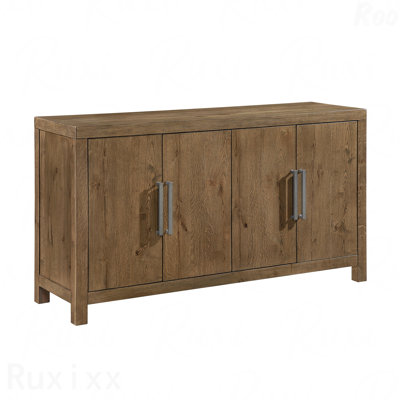 Armoire de rangement rustique moderne 1 pièce - Buffet à finition brune, tablette réglable, cadre robuste, mobilier en bois de style campagne moderne