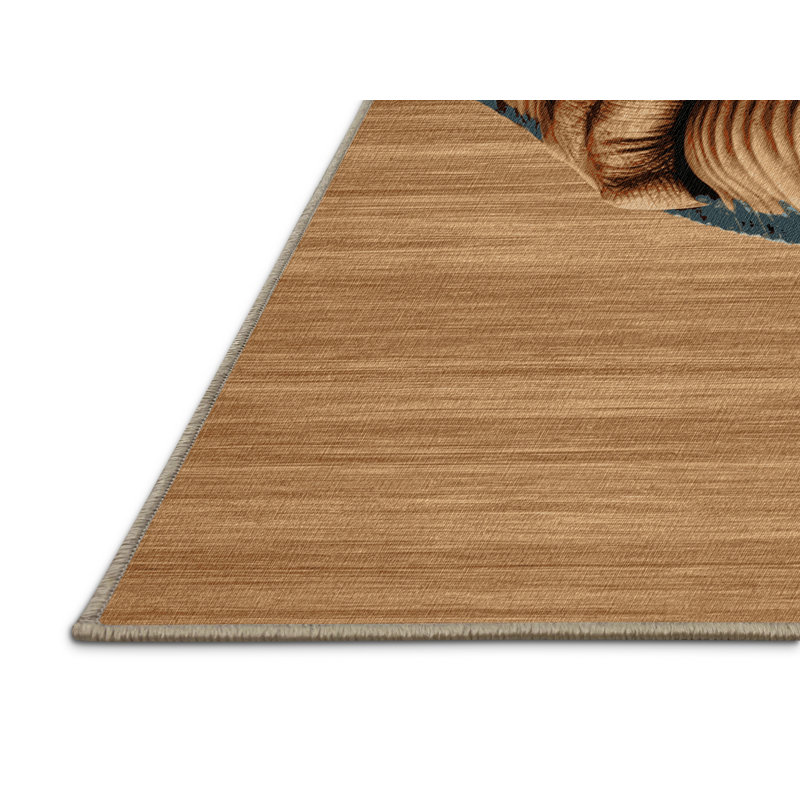 Tapis brun dinosaures lavable à la machine, Rond 4 pi