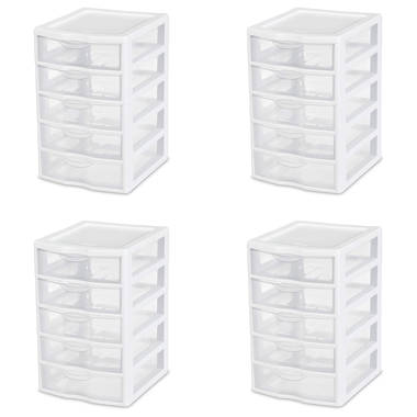MQ 3-Drawer Storage Unit with Clear Drawers, Pack of 6 - White