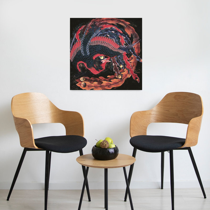 Phoenix Classic Contemporary Bird Wildlife Wall Art Print by Katsushika Hokusai - 1 Piece Wrapped Canvas Wall Art