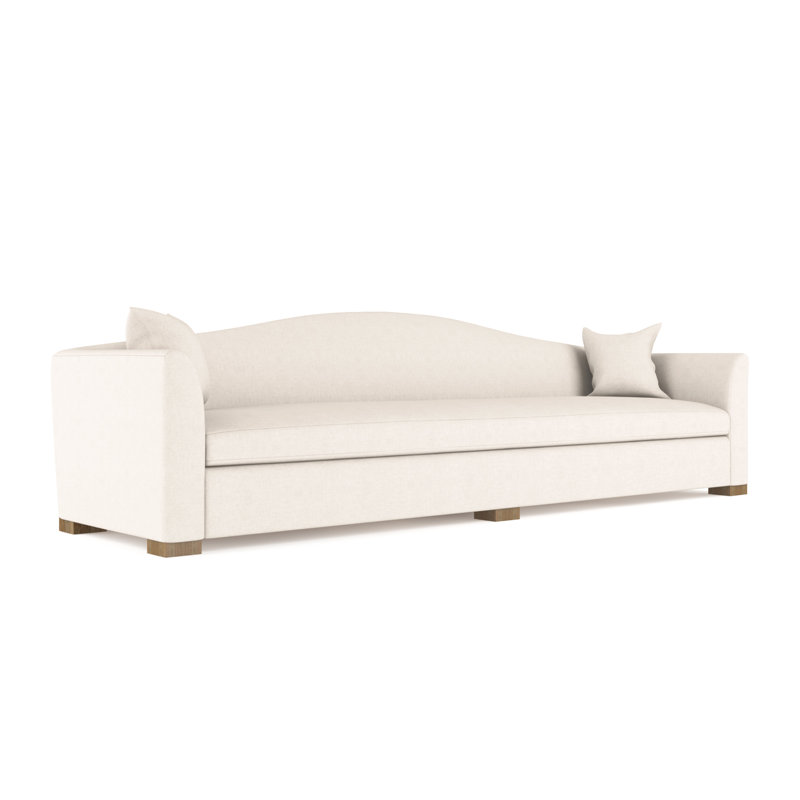 Horatio Camelback Taper Curved-Arm Extra Long Sofa, Box Weave Linen Alabaster, 33" H x 120" W x 40" D, Weathered