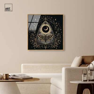 «Ouija Moth Planchette», reproduction murale encadrée à imprimé acrylique par Art Remedy, cadre doré, 40 x 40