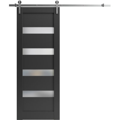 Quadro Frosted Glass Sturdy Barn Black Door