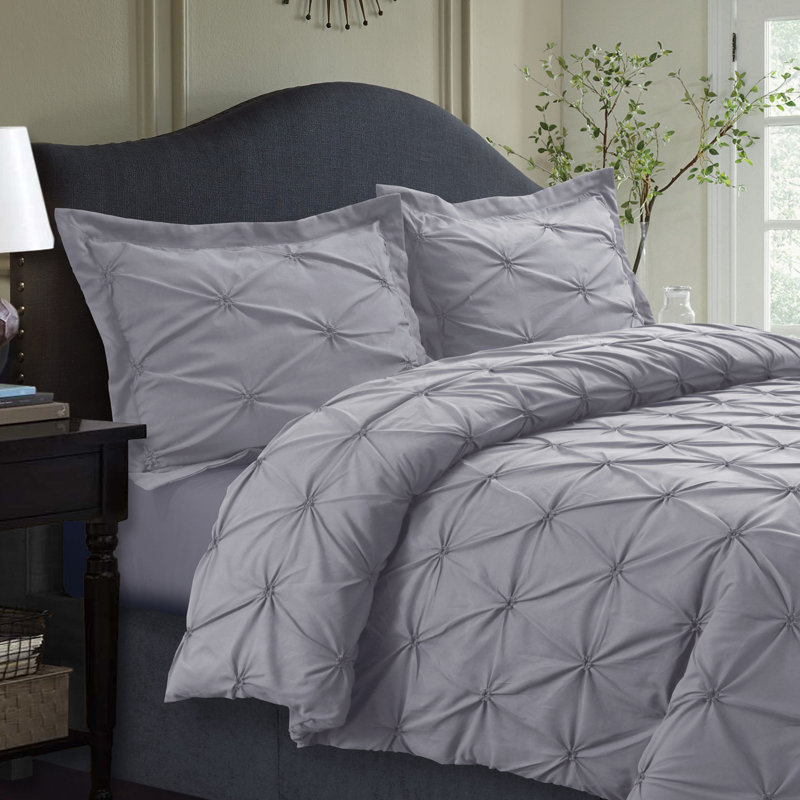 Modern & Contemporary Duvet Cover, King Duvet Cover + 2 King Shams, Silver