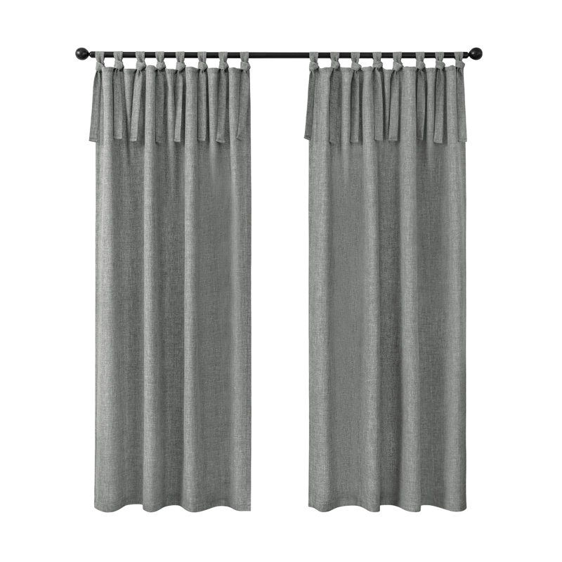 Paire de rideaux filtrant la lumière Linen, L 52 po x L 108 po, Gris foncé