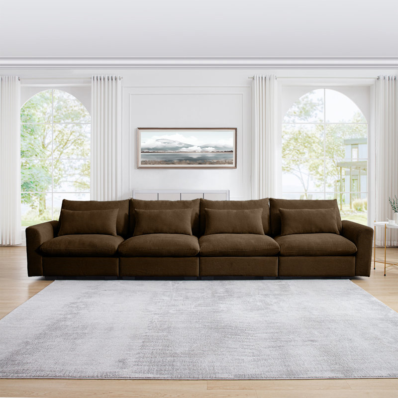 Reposa 122'' Rolled Arms Sofa, Brown
