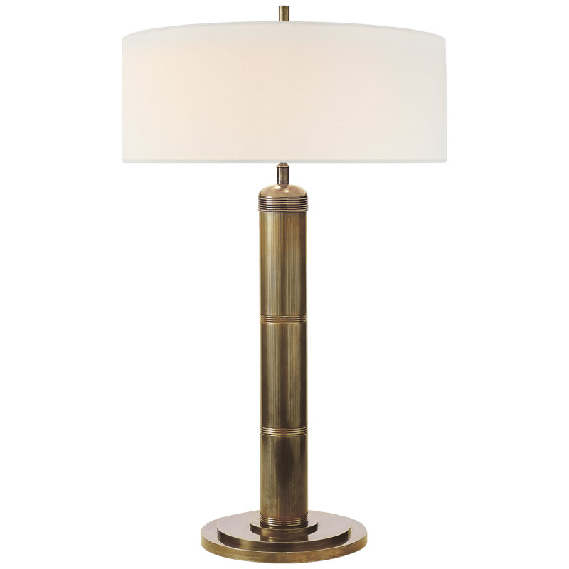 Thomas O'Brien Longacre Tall Table Lamp, Hand-Rubbed Antique Brass, Fabric
