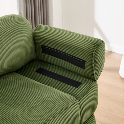 Canapé sans accoudoirs en velours côtelé avec 1 coussin