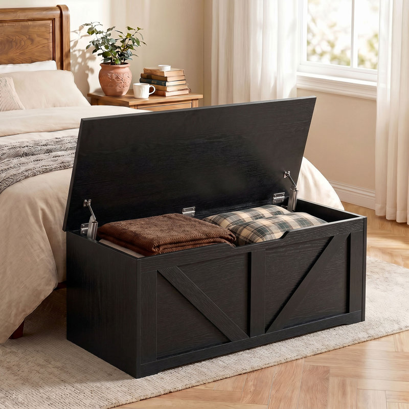 Coffre de rangement pour le salon, banc de rangement, l 39,4 po, noir