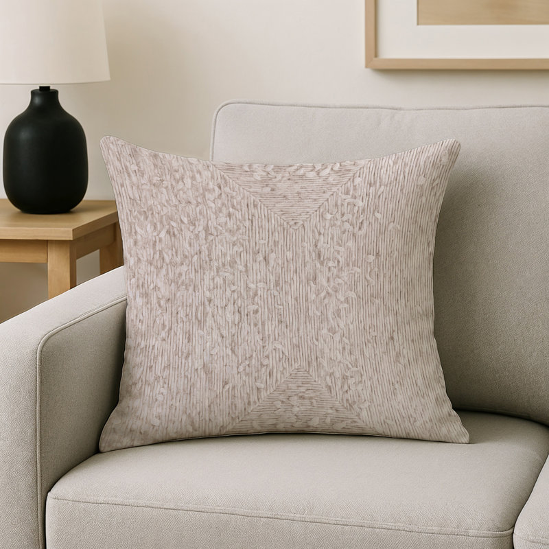 Coussin décoratif intérieur / extérieur gris Modern Modern, Carré 16 po, Gris / beige abstrait 4