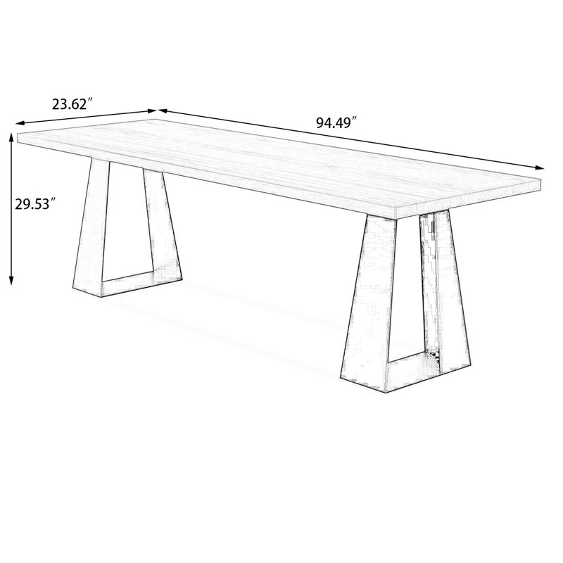 Brown Rectangular Solid Wood desk, 29.53" H x 94.49" W x  23.62" D