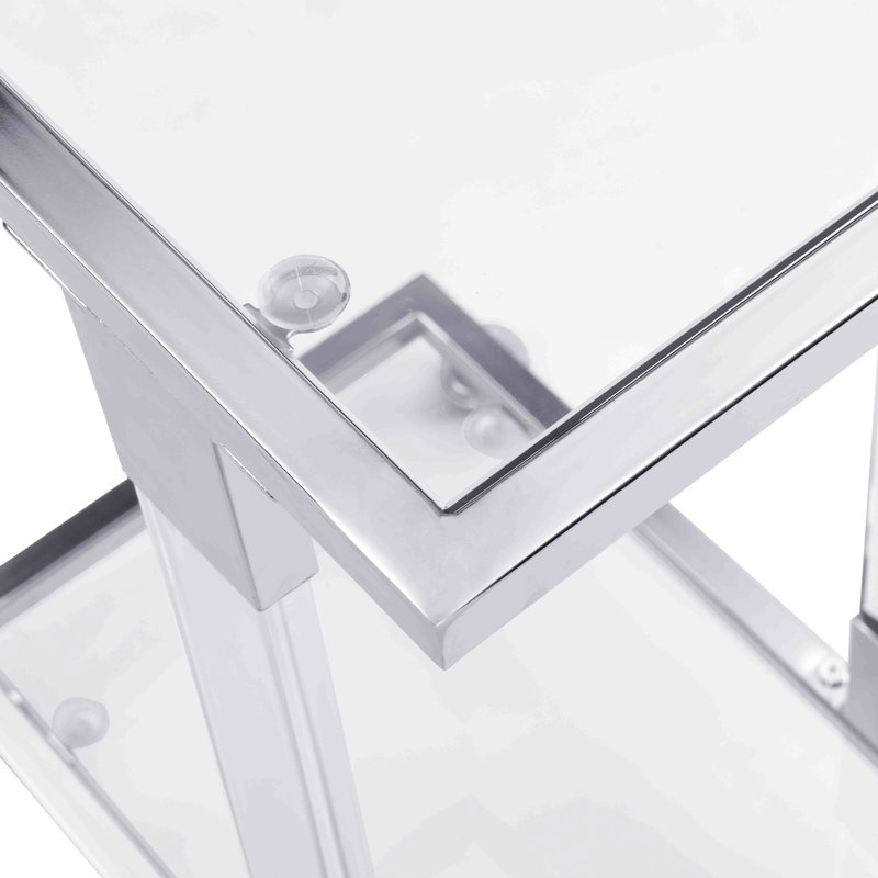 Table d'appoint moderne en verre et en acrylique pour espaces domestiques - Le verre trempé de 5 mm, mobile et verrouillable, illumine votre espace.