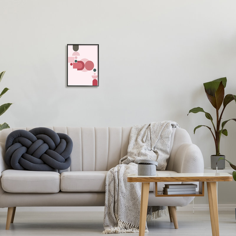 Stupell Industries Pink Varied Geometric Shapes Framed Giclee Art Design By Lil' Rue, Giclée encadrée noir minuit