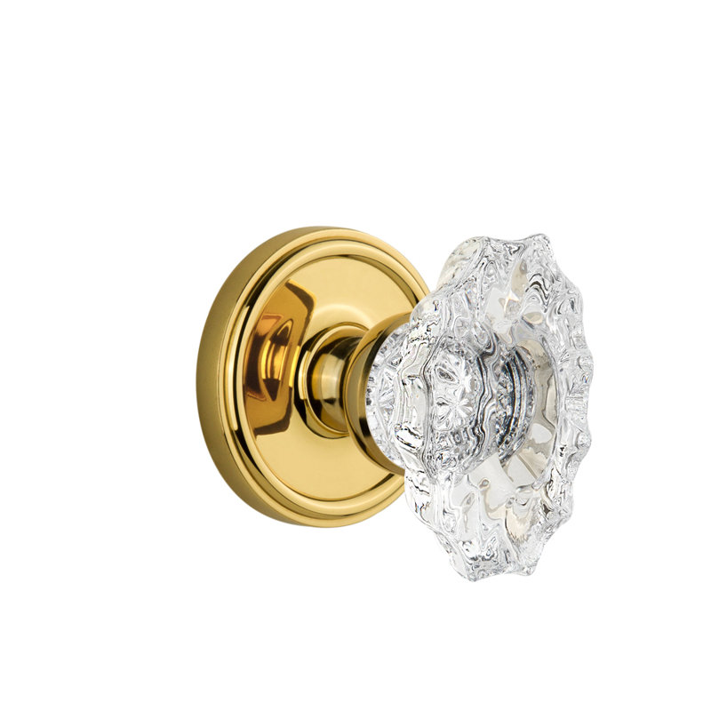 Grandeur Georgetown Rosette Single Dummy with Biarritz Crystal Door Knob, Bright Chrome