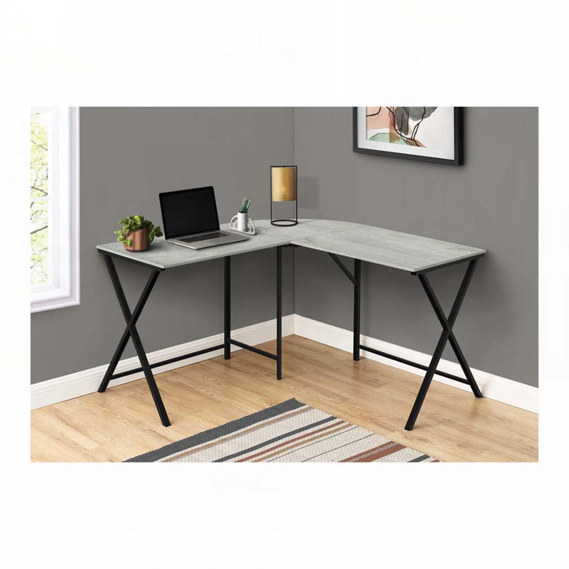 Bureau d'ordinateur en L Home Office, Gris