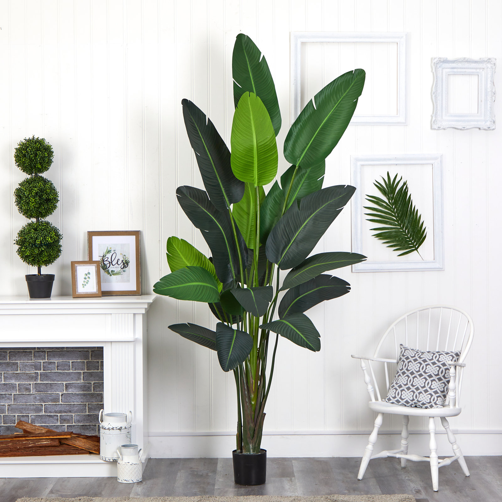 Faux Banana Leaf Tree in Pot Liner, 96" H x 34" W x 29" D