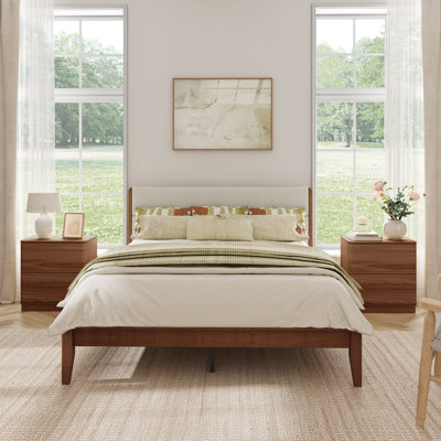 Natural Bamboo Mortise-and-tenon Upholstered Bed