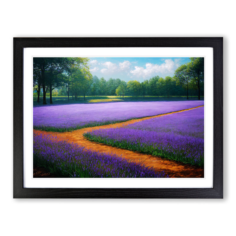 Stunning Bluebell Field - Single Picture Frame Painting, Black, 46cm H x 64cm W x 2cm D