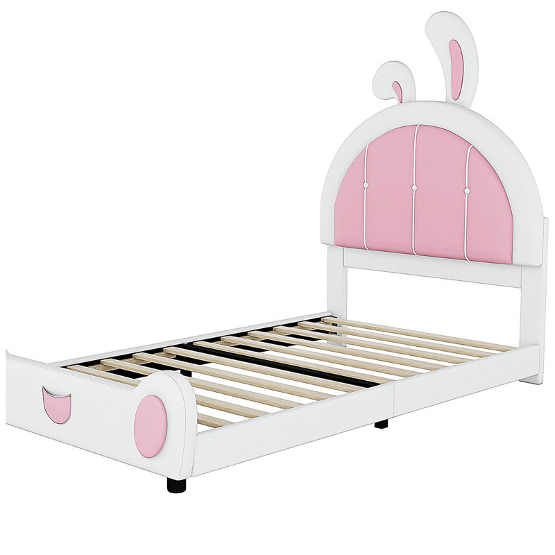 Lit plateforme double moelleux avec tête de lit en forme de lapin