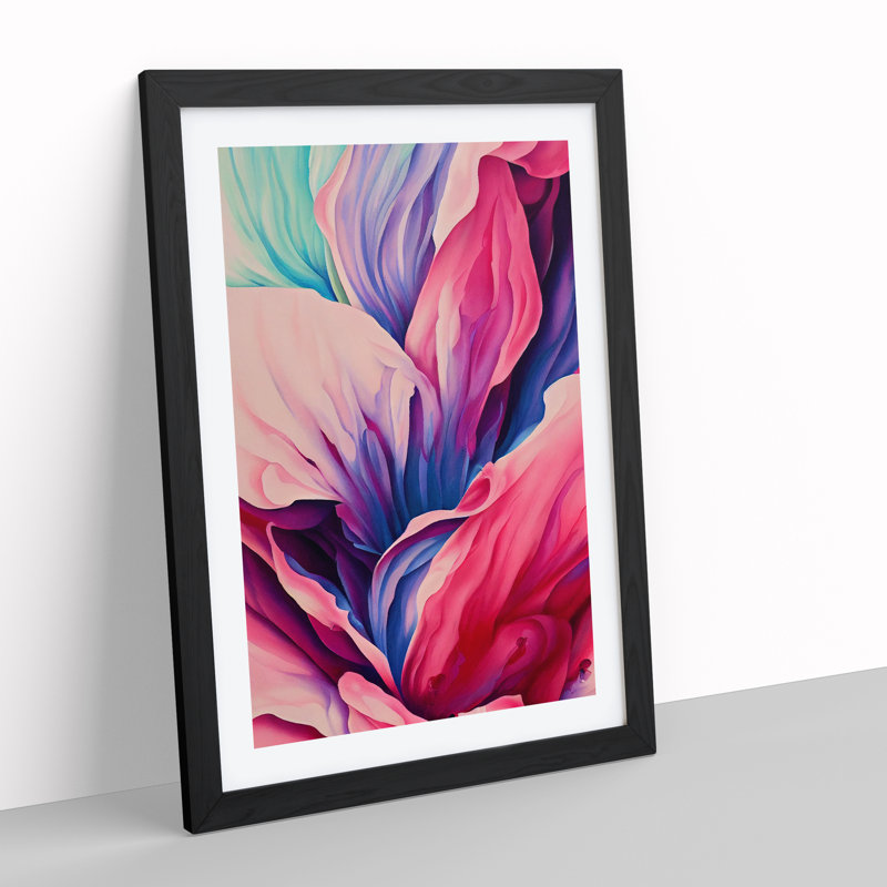 An Abstract Flower No.3 Abstract - Single Picture Frame Painting, Black, 64cm H x 46cm W x 2cm D